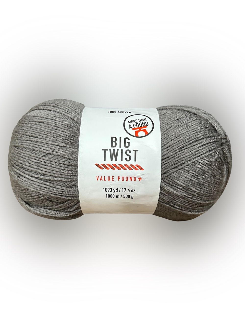 BIG Twist Value Pound Plus Yarn 17.6 oz 500g Color Medium Gray, Lot #44 / 3537